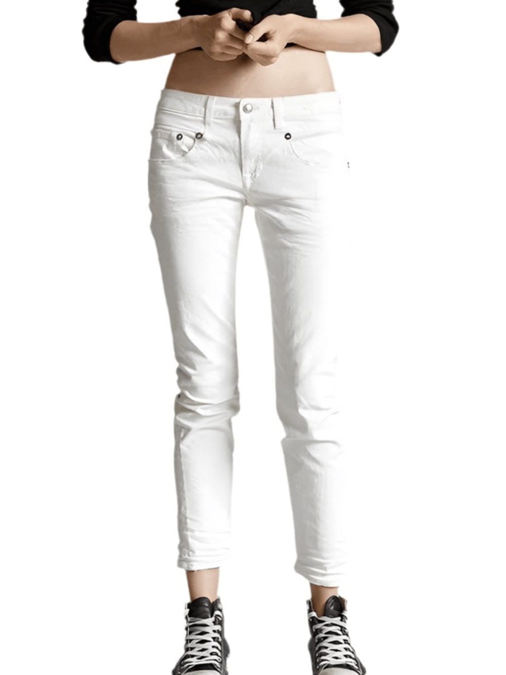 R13 MADE IN ITALY 'BOY SKINNY' WHITE Low Rise JEANS- SIZE 24
